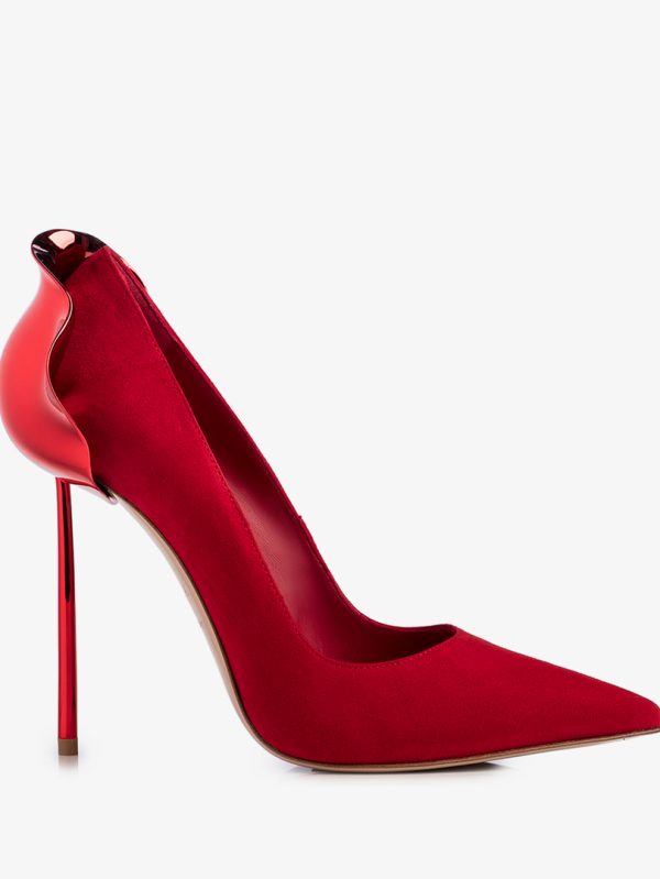 PETALO PUMP 120 mm-Red suede pump